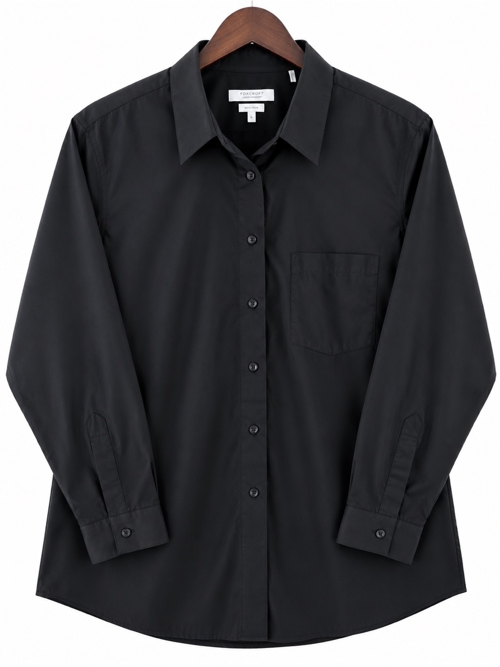 Women Foxcroft Wrinkel free black button up shirt
